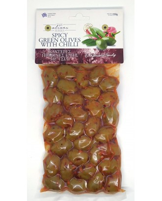 Green spicy olives with Chilli 250gr