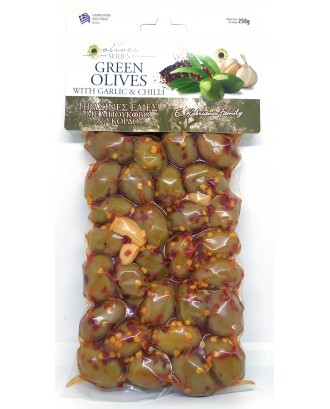 Green olives with  Garlic & Chilli 250gr